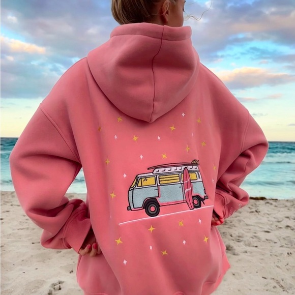 Sunkissed Happy to Be Here Van Surf Beach Pink Sweatshirt 🌊🏖️☀️ - Picture 1 of 4